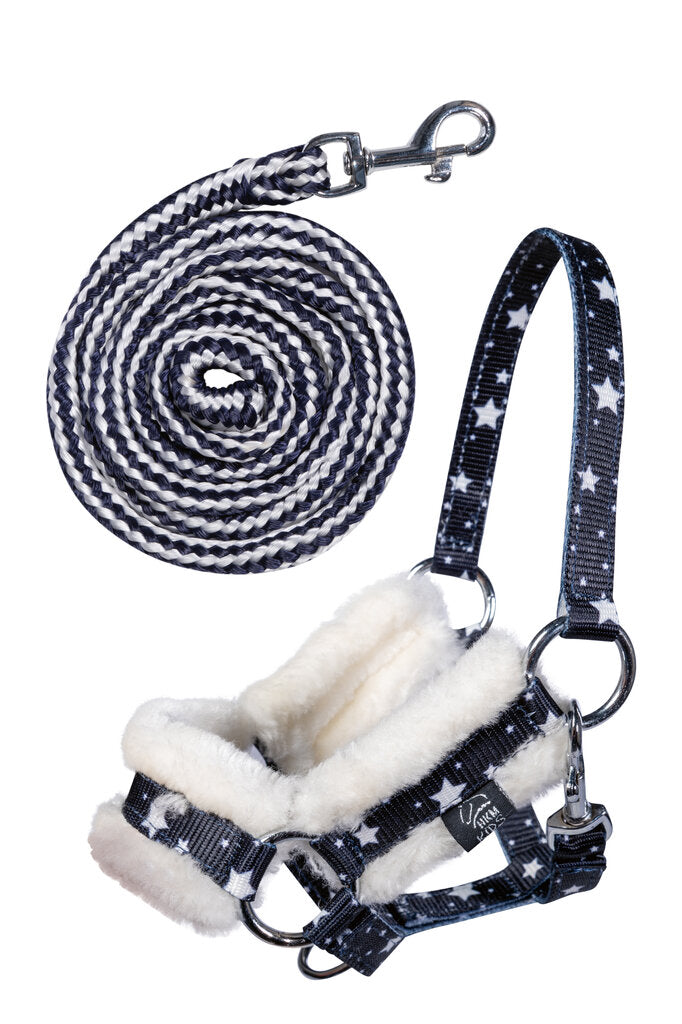 Hobby Horse Plüschalfter mit Strick in blau mit Sternen