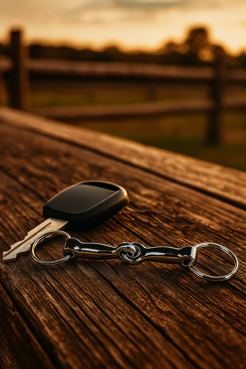 Mini Schlüsselanhänger in Form eines Snaffle Bits mit Schlüssel