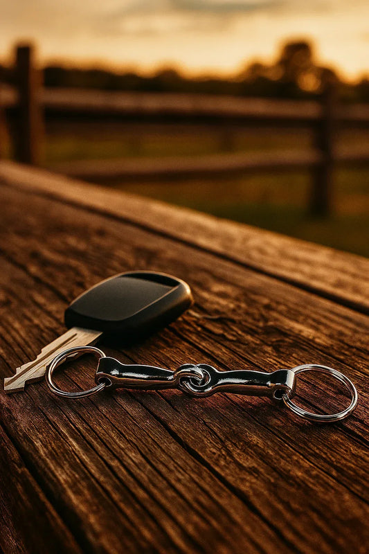 Mini Schlüsselanhänger in Form eines Snaffle Bits mit Schlüssel
