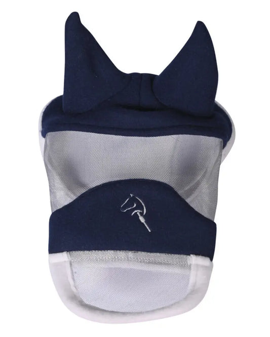 HKM Hobby horse fliegenmaske aus mesh mit nasenteil und weichen blauen ohren