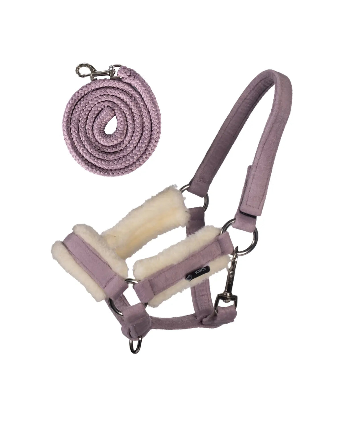 HKM Hobby Horsing Halfter Velvet mit plüsch unterlegt, altrosa aus weichem samtigen Material inklusive passendem Hobby Horse Führstrick 