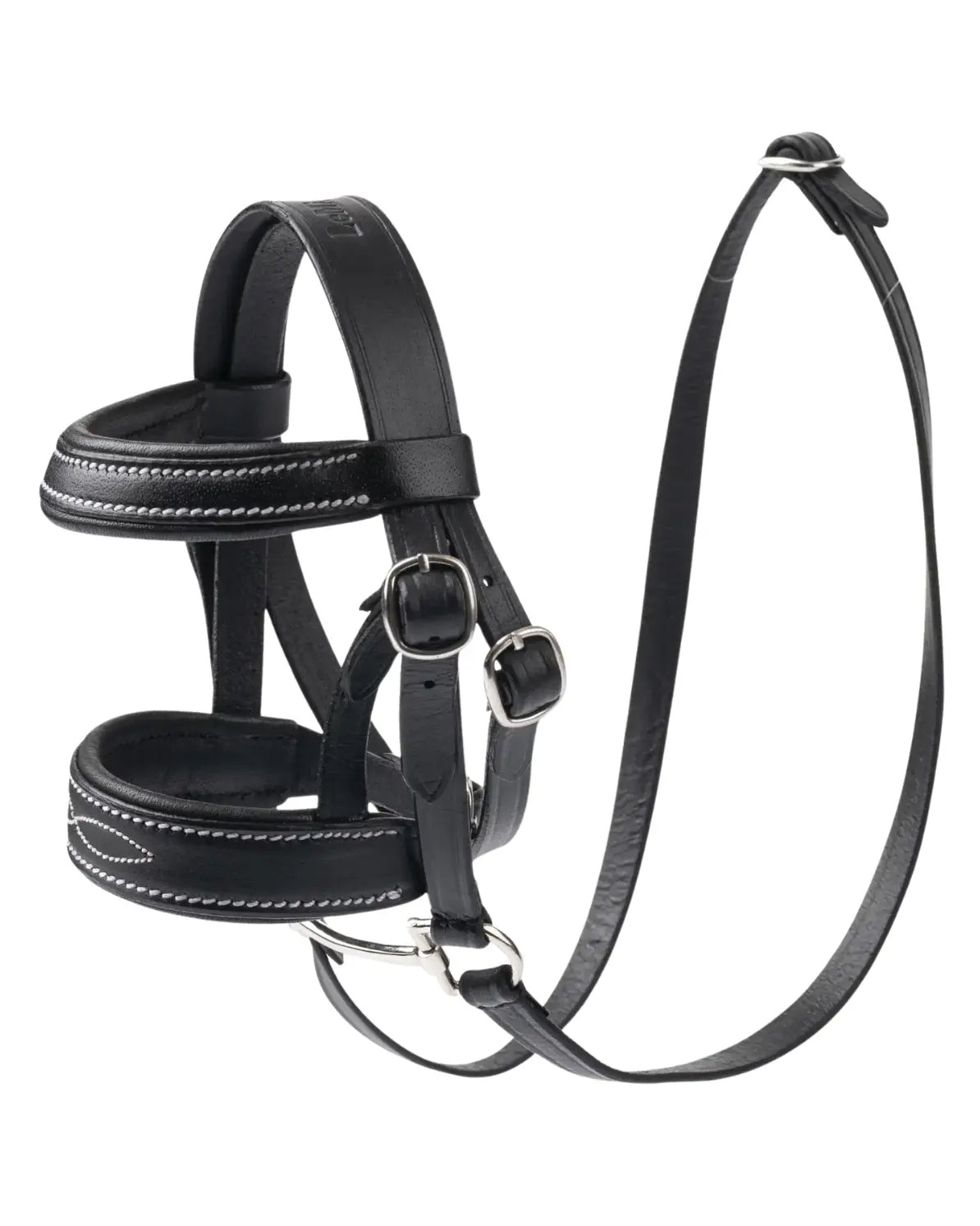 LeMieux Hobby Horse Turniertrense in Schwarz bei lope.de kaufen: Klassische Huntertrense aus schwarzem Echtleder in Größe S mit edlen weißen Ziernähten am Stirn- und Nasenriemen, inklusive Gebiss und Zügeln.