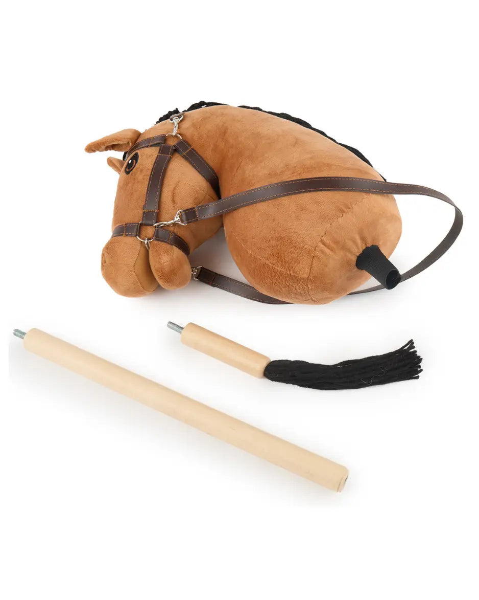 Bieco Hobby Horse Set einzeln: Plüsch-Pferdekopf, abnehmbarer Holzstab und Trense zur einfachen Montage und zum Transport