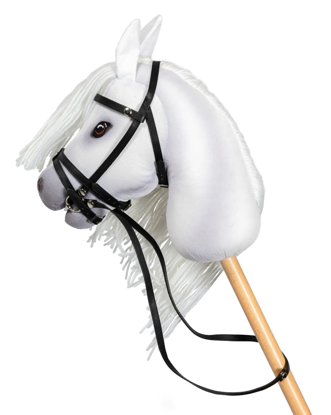 byASTRUP Steckenpferd Sigrid inklusive Trense und Tasche: Das elegante weiße Hobby Horse aus hochwertigen Materialien als ideale Geschenkidee für sportliche Pferdefreunde.