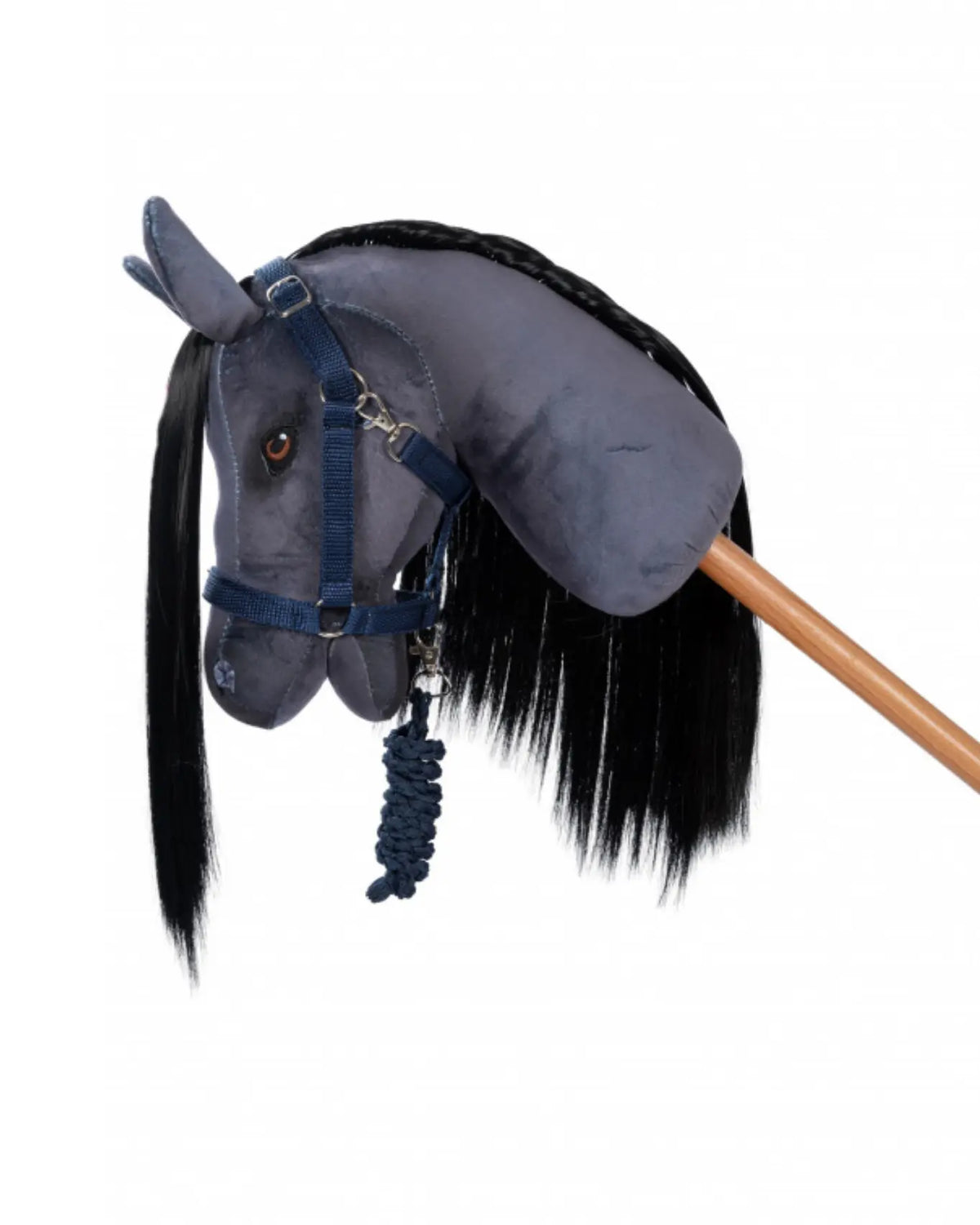 byASTRUP Hobby Horse Halfter in Dunkelblau mit Anbindestrick; passgenaues Zubehör für mittelgroße Hobby Horses von byASTRUP und HKM.