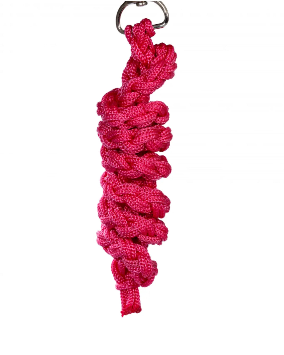 Geflochtener Führstrick in Pink für Hobby Horses; mit praktischem Metall-Karabinerhaken zum Anbringen am Halfter.