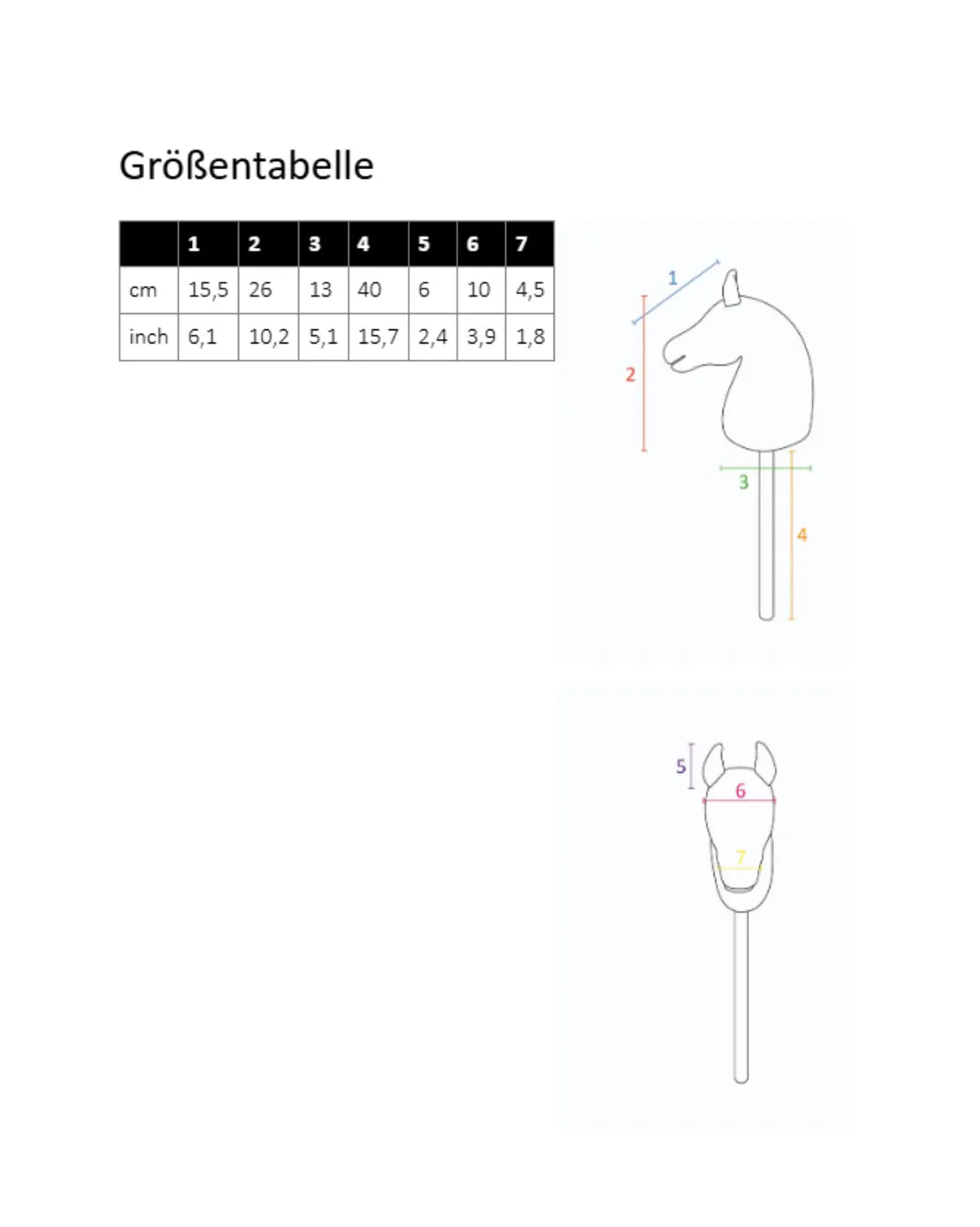 Hobby Horse Größenberater: Technische Maße für Profis und Auswahlhilfe für Eltern, um die passende Größe (S) als Geschenk zu finden.