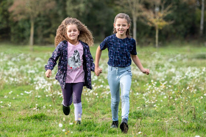 Pferde T-Shirt mit weißem Pferd, Blumen und Schriftzug "my love"