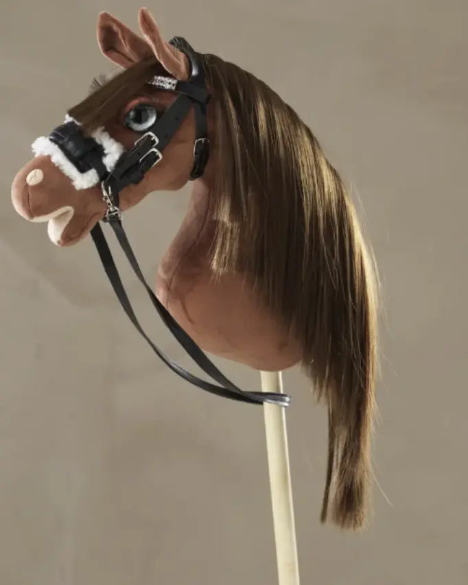 panduro hobby horse trense zum selber machen - schwarz mit fell unterlegt