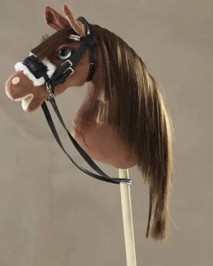 panduro hobby horse trense zum selber machen - schwarz mit fell unterlegt