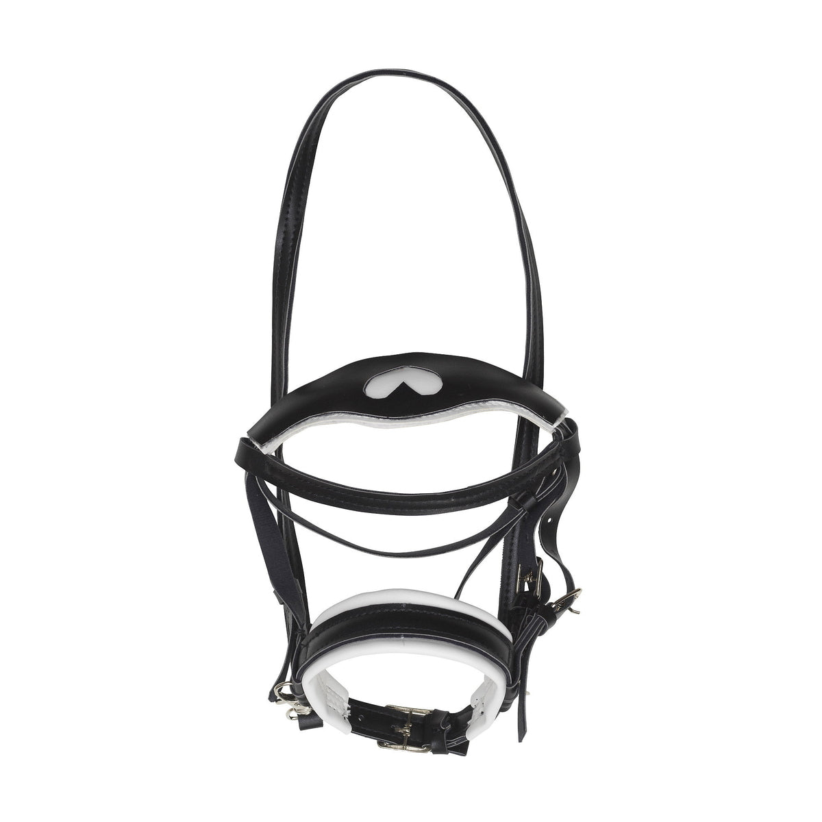 Hobby Horsing Trense in schwarz von Panduro mit Nasenriemen und Zügeln