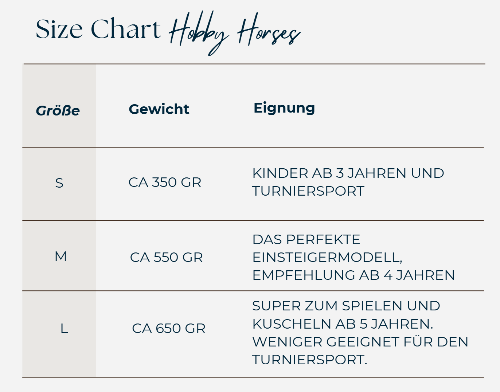 Größentabelle Hobby Horses